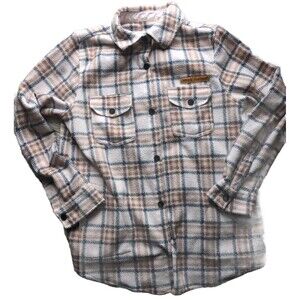 Simply Southern Boutique Women's S Small Pink Gray Plaid Shacket Shirt Jacket